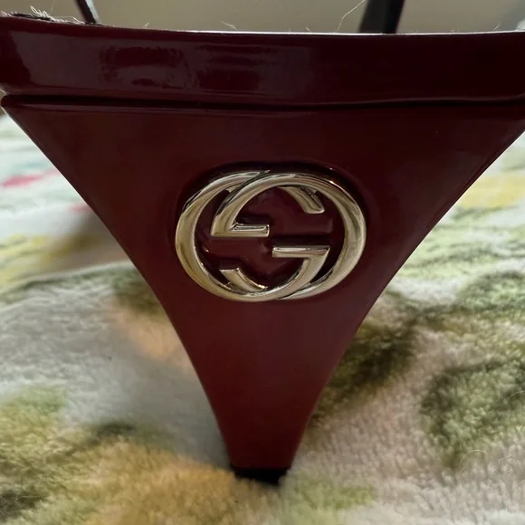 NWT - Gucci Burgundy Patent Leather Slingbacks - Size 38 - Picture 6 of 10